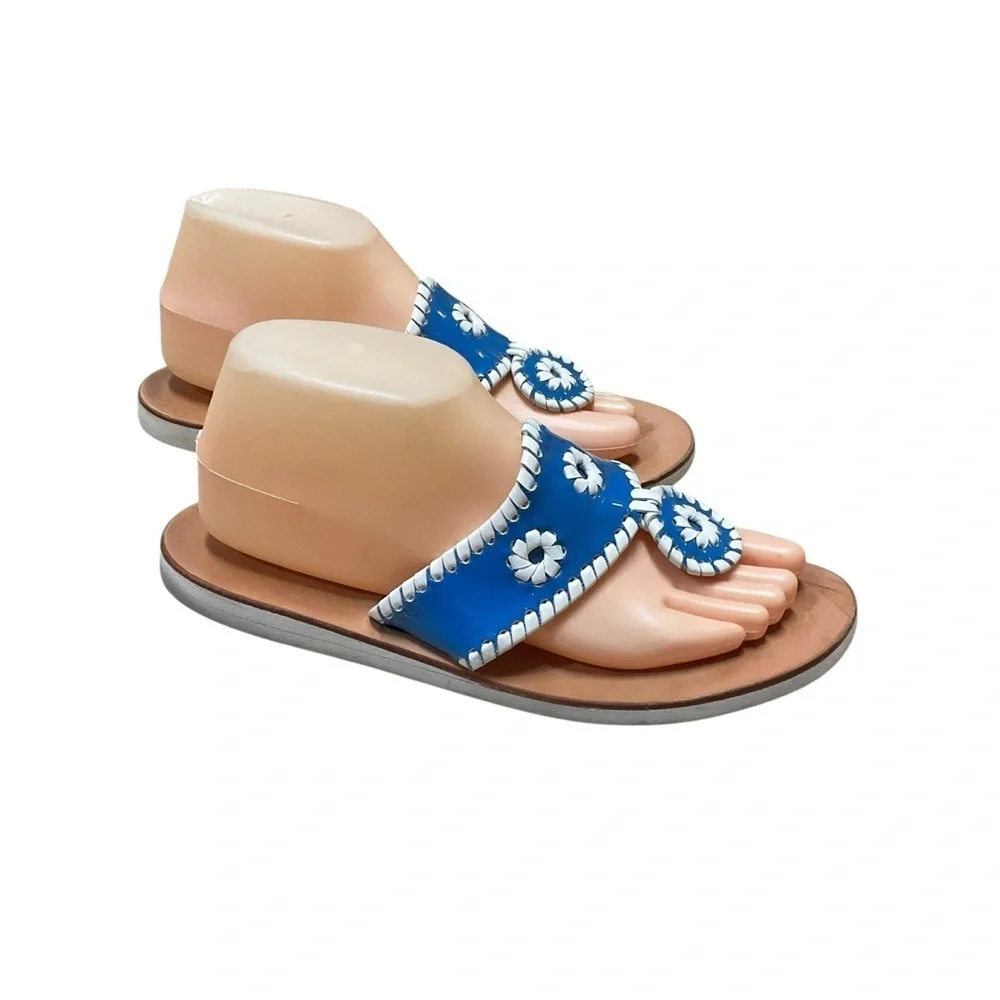 Jack Rogers Women's Size 8 Thong Sandals Flats Artisan Leather Woven Medallion